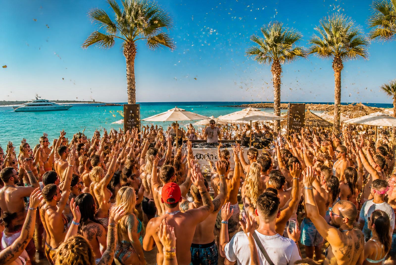 Beach party crowd in Ayia Napa